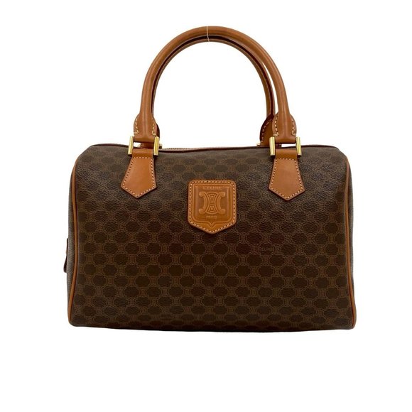 CELINE Brown Leather Boston Bag - Picture 1 of 10